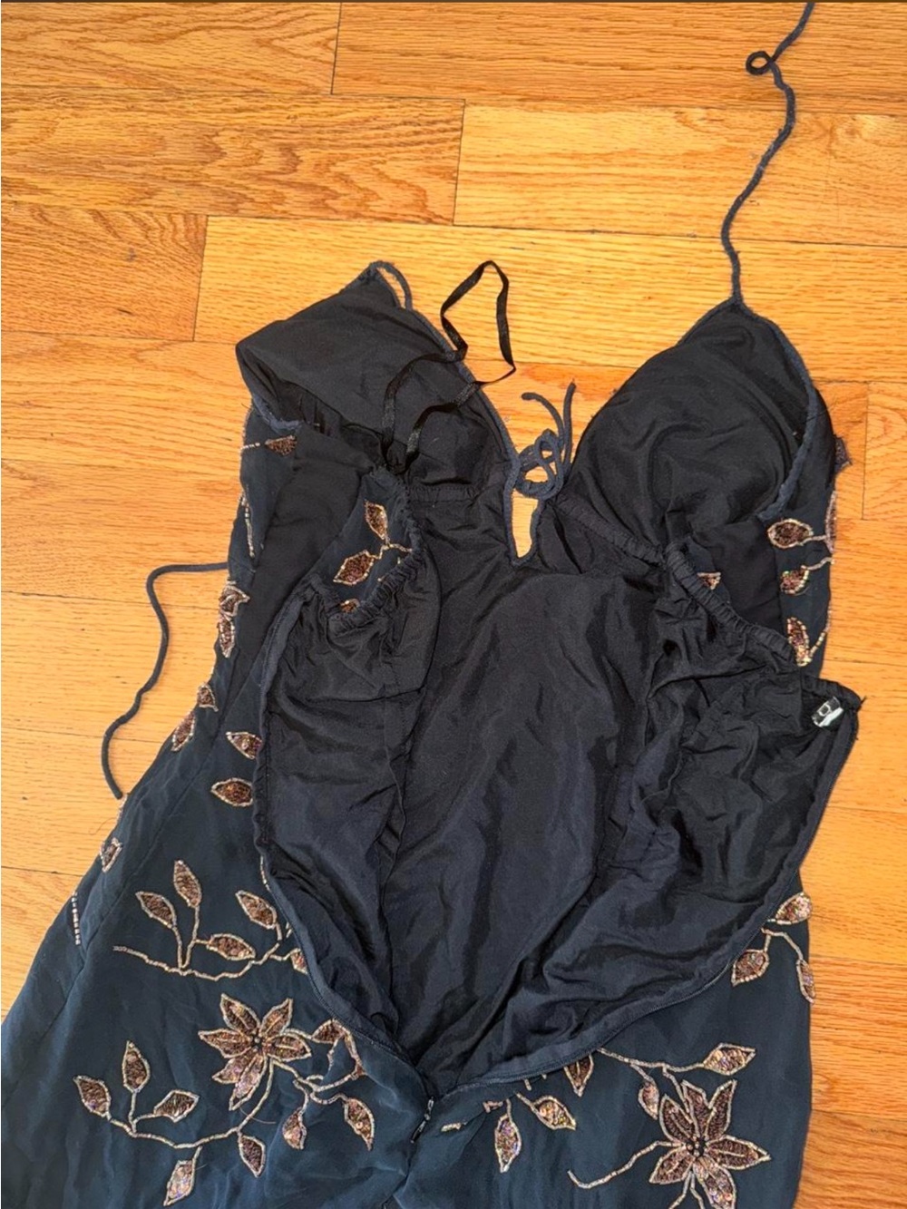 Vintage 100% silk asymmetrical cache beaded dress size medium - Picture 7 of 8